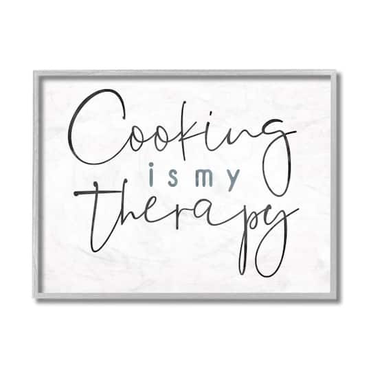Stupell Industries Cooking Is My Therapy Gray Framed Wall Art